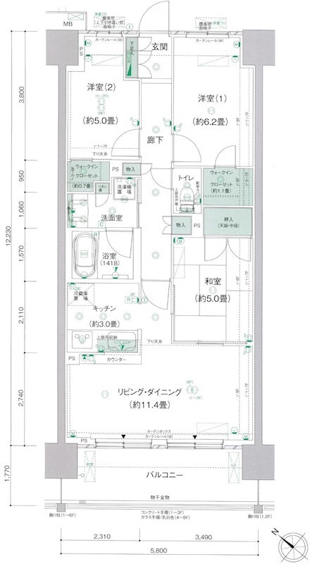 クレストフォルム柏サウスウイング 207号室 間取り