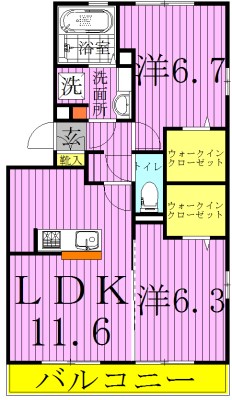 アピチェ 201号室 間取り