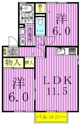 セジュール御堂の上 Ｄ101号室 間取り