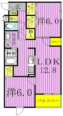 ラフレシールⅡ 306号室 間取り