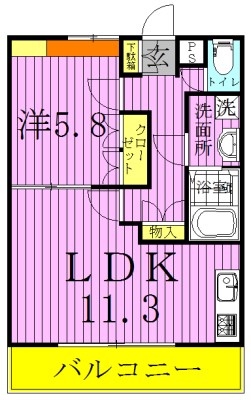 クレメント駒木C 101号室 間取り