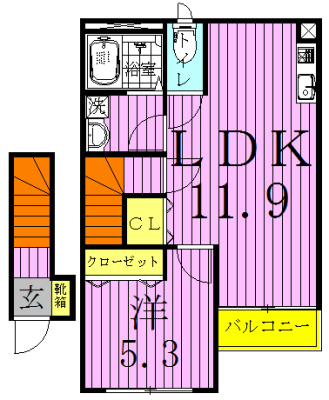 パル・クレシア 203号室 間取り