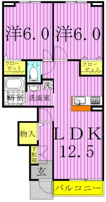 ラヴィアンローズＢ 101号室 間取り