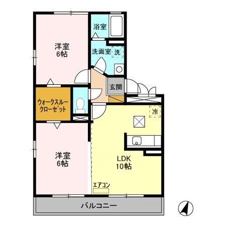 カトルセゾン 102号室 間取り