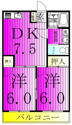 新葉ラピス北小金 102号室 間取り
