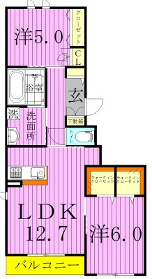 クレアーレ　Ａ棟 201号室 間取り