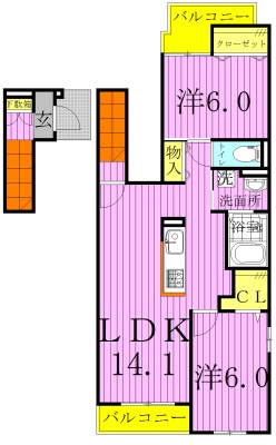 BLESS松戸　Ｂ 203号室 間取り