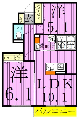 CREAⅡ 103号室 間取り