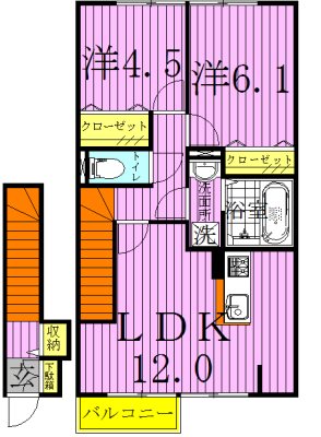 クライノモー2 201号室 間取り