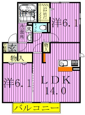 サマンドール 201号室 間取り