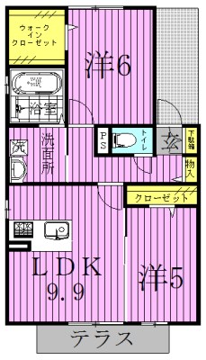 カームベリーA 201号室 間取り