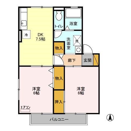 ドゥ・クレージュ 201号室 間取り