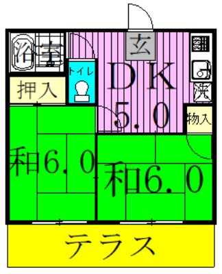 立野ハイツＢ棟 101号室 間取り