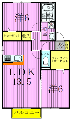 ランセ今谷D 102号室 間取り