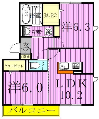 シエルドール  201号室 間取り