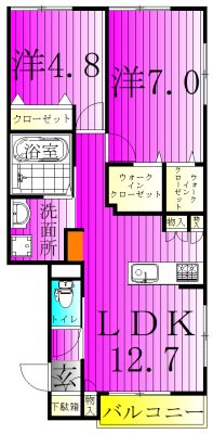 アイネブリュ 102号室 間取り