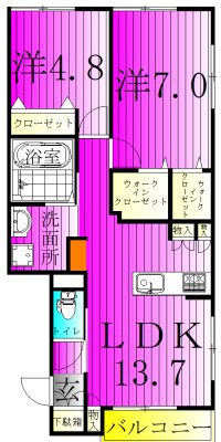 アイネブリュ 202号室 間取り