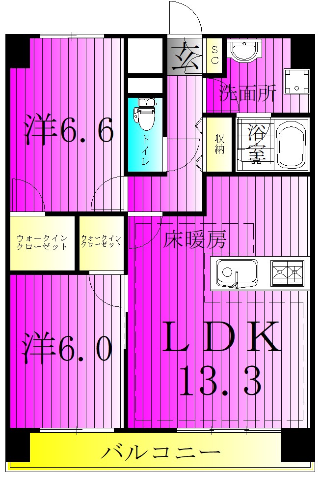 リアン 701号室 間取り