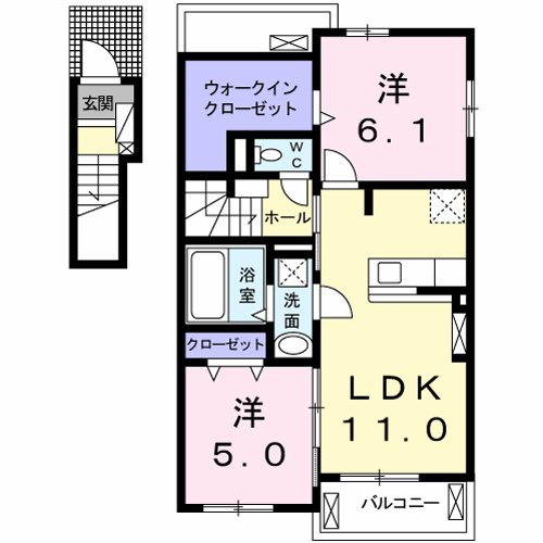 プリムローズ 201号室 間取り