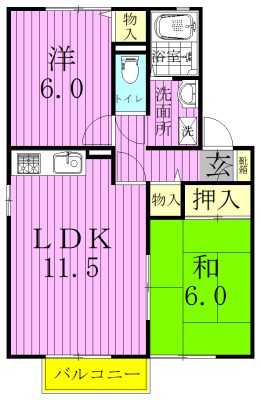 グリーンテリア第7 105号室 間取り