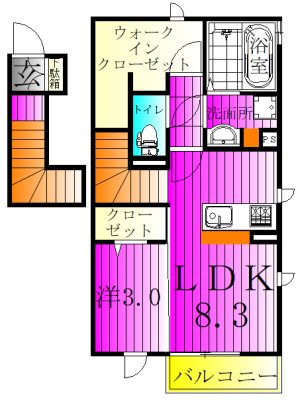 アステールピュールＳ 201号室 間取り