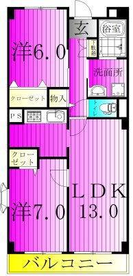 チャームテラス222E 305号室 間取り