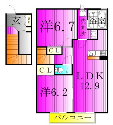 ランセ今谷E 202号室 間取り