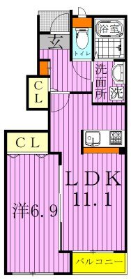 サンタローズ 102号室 間取り
