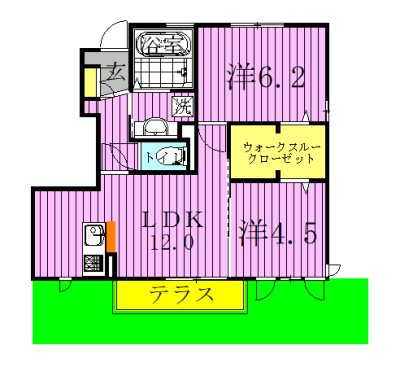 ソレアード　Ｅ  101号室 間取り