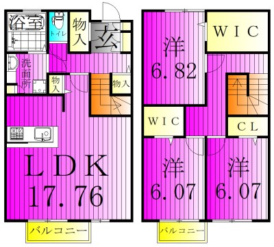 BLESS HOUSE柏西町　Ｃ棟 102号室 間取り