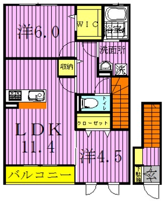 インペリアル野田Ⅲ 201号室 間取り