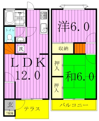 メゾネットベル Ｂ号室 間取り