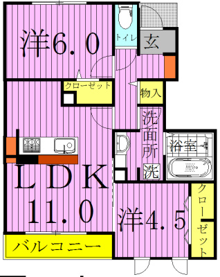カーネリアン 105号室 間取り