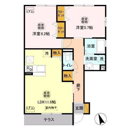 ボナール酒井根Ⅰ号棟 105号室 間取り