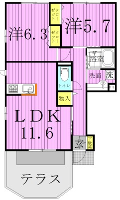 ボナール酒井根Ⅰ号棟 105号室 間取り