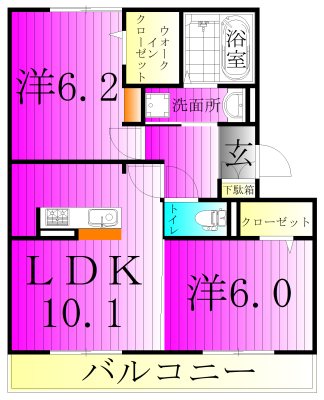 シエルドール  102号室 間取り