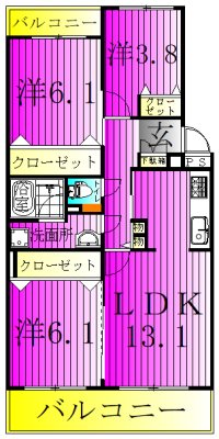 テレパレス柏てるて　南街区　1号棟  203号室 間取り