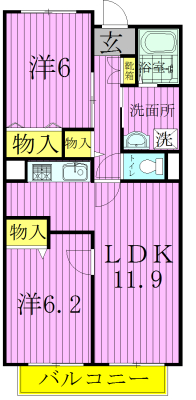ハミングホーム五香西 102号室 間取り