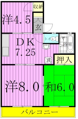 神取ハイツ 103号室 間取り