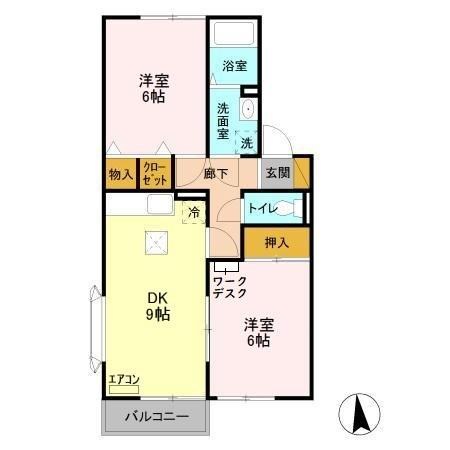 セジュール御堂の上 A105号室 間取り