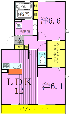 グランドゥール高柳A 301号室 間取り