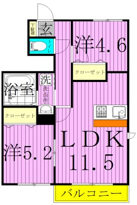 メゾン　ド　パルフェ　Ｂ棟 101号室 間取り