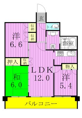 アンビシャス松戸 303号室 間取り