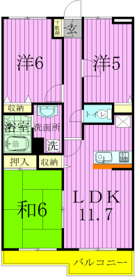 ソレイユ松戸 107号室 間取り