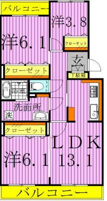 テレパレス柏てるて　南街区　1号棟  101号室 間取り