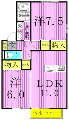 エスペランサ 102号室 間取り