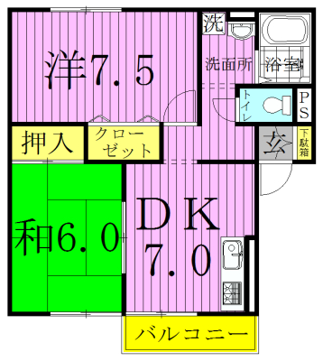 クレール新柏 102号室 間取り