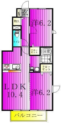 ローズヒル 101号室 間取り