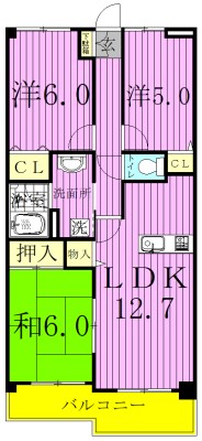 ソレイユ松戸 106号室 間取り