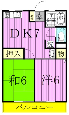 シティハイムＴＯＫＵＲＡ  203号室 間取り
